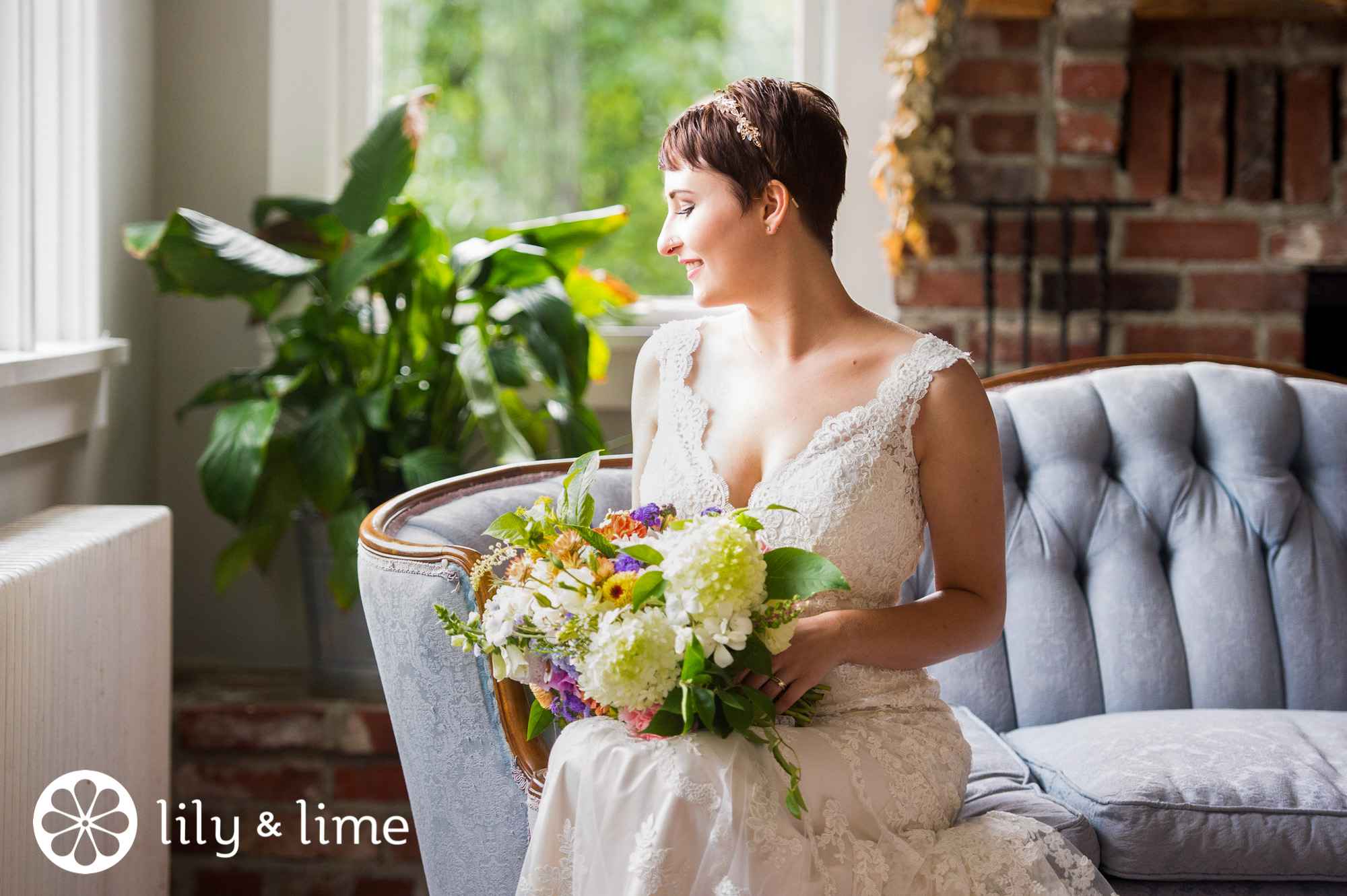 wedding dress pixie cut